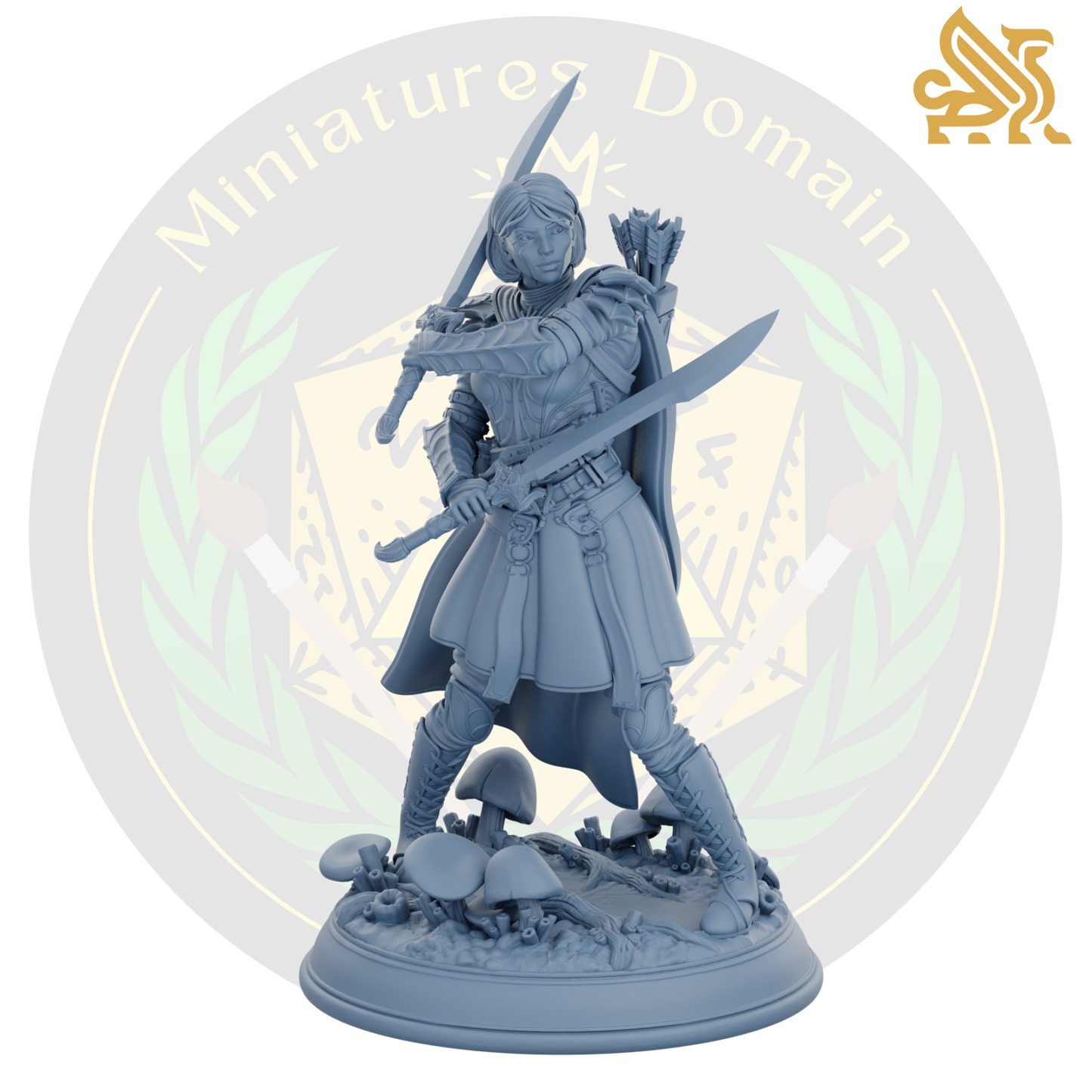 Drow soldier with swords